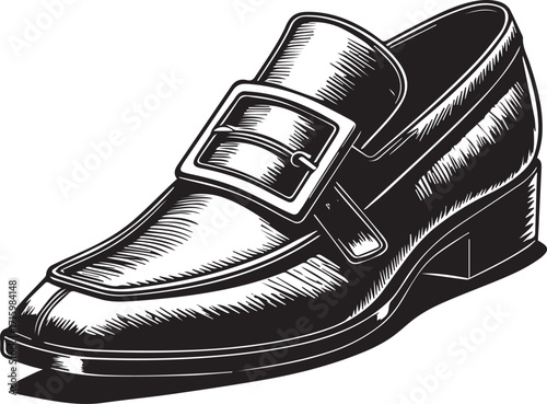 Elegant Footwear: An intricately detailed image of a stylish, polished, and timeless dress shoe. This illustration embodies sophistication and sartorial elegance.