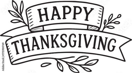 Thanksgiving Greetings: A heartwarming Thanksgiving banner with ornate text design, exuding a sense of gratitude and festive charm, perfect for holiday celebrations.