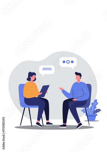 Flat Vector Illustration of a Consultation or Interview