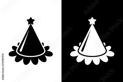 Party Hat Glyph Silhouette Vector. Festive Celebration Icon Design in Black and White