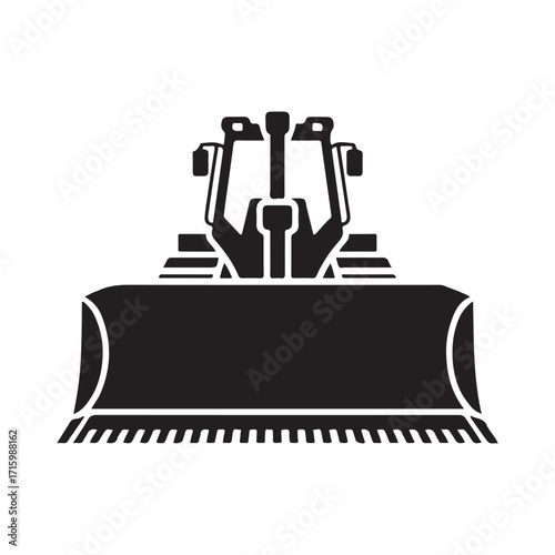Bulldozer blade machinery tool silhouette strong solid black icon