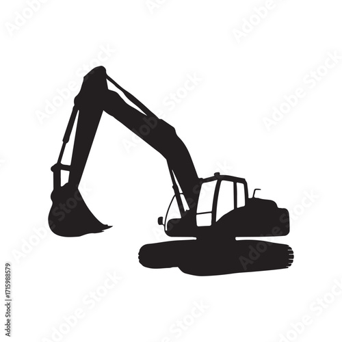 Excavator bucket machinery tool silhouette solid black icon