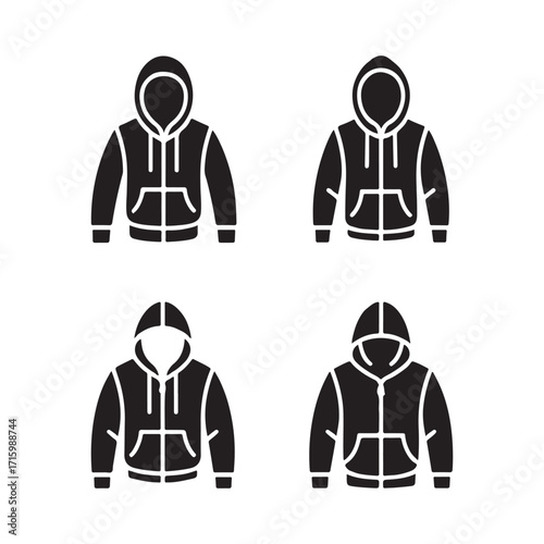 Hoodie zip up trendy outfit clothing solid icons pack