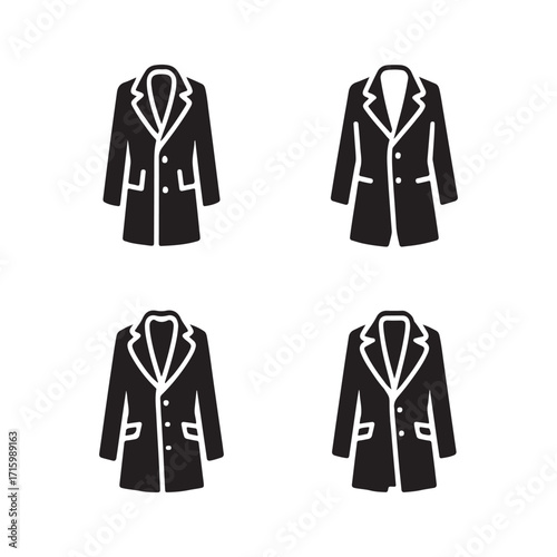 Overcoat trendy stylish fashion wear solid icons collection
