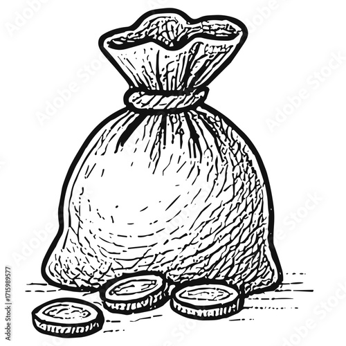 Money Bag with Coins