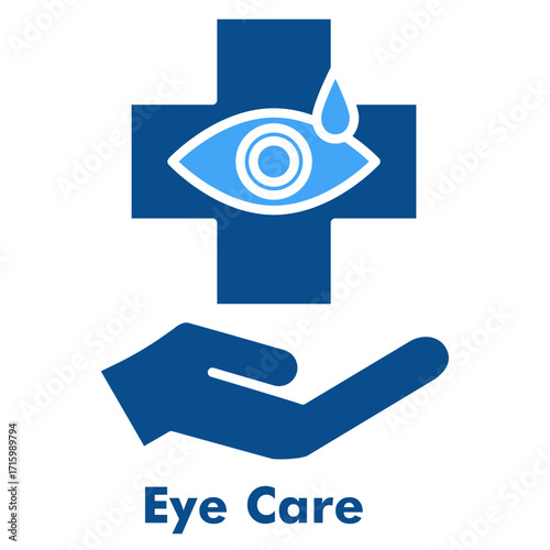 Eye Care Two Color Glyph Icon Vector Illustration