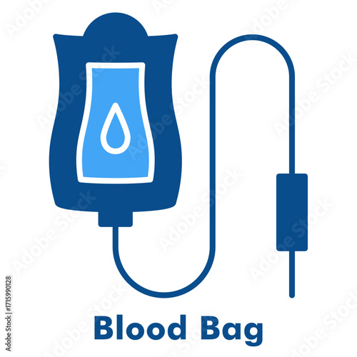 Blood Bag Two Color Glyph Icon Vector Illustration