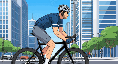 Cyclist's Urban Commute: A Focus on Fitness and Urban Mobility in the City