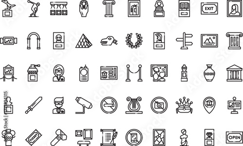Ancient artifacts and symbols Icons Modern Illustration Symbol Design Template for Web and Mobile UI. Editable Stroke Pictogram for Business Projects and Apps.