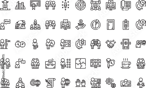 Business and management- Icons Modern Illustration Symbol Design Template for Web and Mobile UI. Editable Stroke Pictogram for Business Projects and Apps.