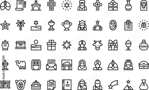 Christmas and the nativity story Icons Modern Illustration Symbol Design Template for Web and Mobile UI. Editable Stroke Pictogram for Business Projects and Apps.