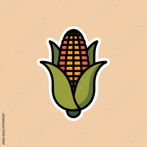Freshly Harvested Corn on the Cob Illustration with Vivid Colors and Simple Design