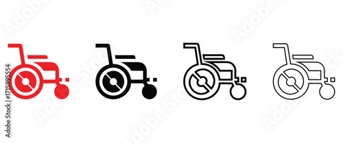 wheel chair vector icon illustration, relaxing chair vector, silhouette and line art