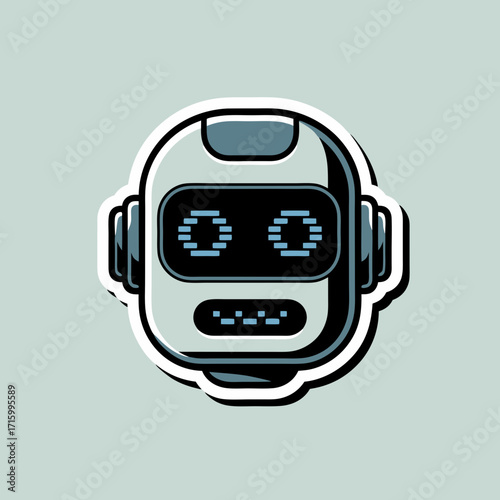 Modern Robot Head Illustration with Futuristic Design on a Pastel Background