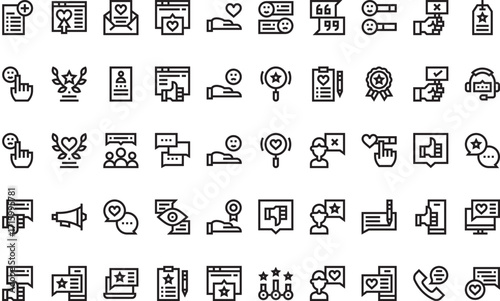 Customer feedback and review Icons Modern Illustration Symbol Design Template for Web and Mobile UI. Editable Stroke Pictogram for Business Projects and Apps.
