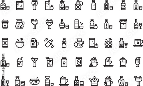 Drinks and beverages- Icons Modern Illustration Symbol Design Template for Web and Mobile UI. Editable Stroke Pictogram for Business Projects and Apps.
