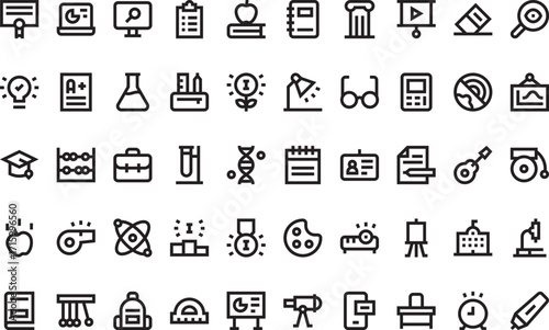 Education and learning- Icons Modern Illustration Symbol Design Template for Web and Mobile UI. Editable Stroke Pictogram for Business Projects and Apps.