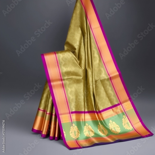 kanchipuram pattu silk saree with broad silk border
