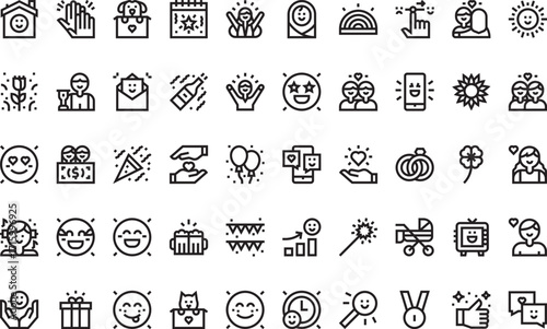 Emotional celebrations Icons Modern Illustration Symbol Design Template for Web and Mobile UI. Editable Stroke Pictogram for Business Projects and Apps.