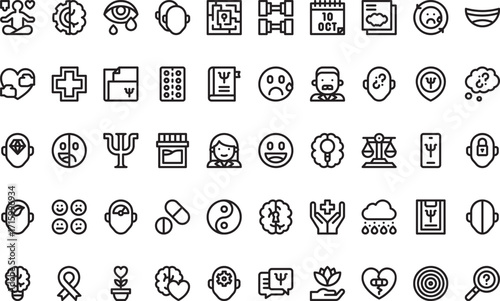 Emotional and mental health Icons Modern Illustration Symbol Design Template for Web and Mobile UI. Editable Stroke Pictogram for Business Projects and Apps.