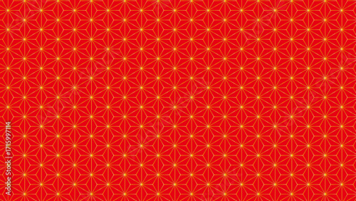 麻の葉　和風背景素材　赤と金
Hemp leaf Japanese style background material Red and gold