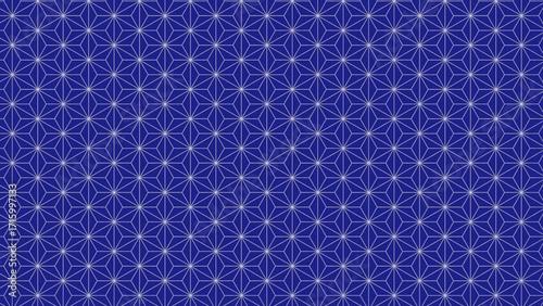 麻の葉　和風背景素材　青と銀
Hemp leaf Japanese style background material Blue and silver