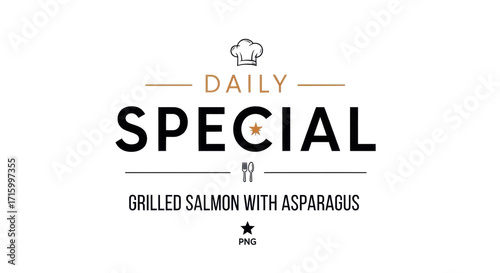 Daily special grilled salmon with asparagus menu isolated PNG with Transparent Background