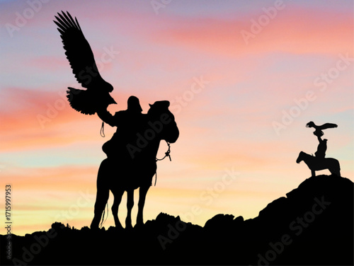 silhouette of a man with a horse