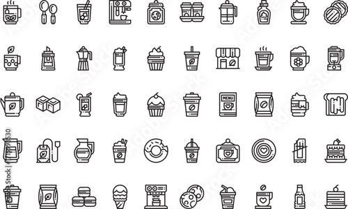 Food and beverages- Icons Modern Illustration Symbol Design Template for Web and Mobile UI. Editable Stroke Pictogram for Business Projects and Apps.