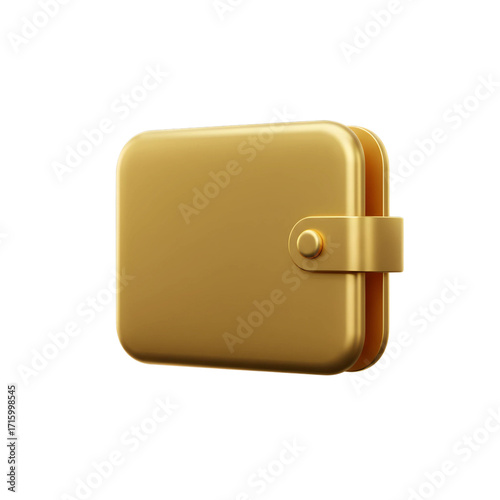 Golden wallet with a snap closure isolated on transparent background