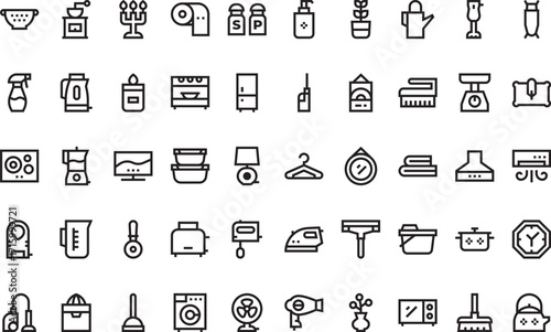 Household and kitchen items Icons Modern Illustration Symbol Design Template for Web and Mobile UI. Editable Stroke Pictogram for Business Projects and Apps.