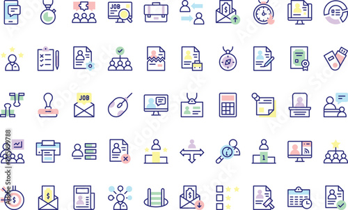 Human resources management Icons Modern Illustration Symbol Design Template for Web and Mobile UI. Editable Stroke Pictogram for Business Projects and Apps.