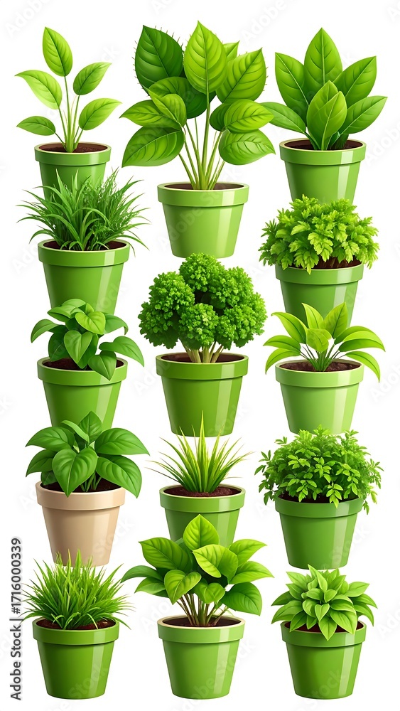 Fototapeta premium Potted plants in various styles