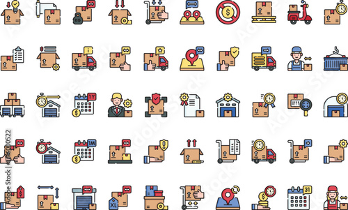 Logistics and delivery Icons Modern Illustration Symbol Design Template for Web and Mobile UI. Editable Stroke Pictogram for Business Projects and Apps.