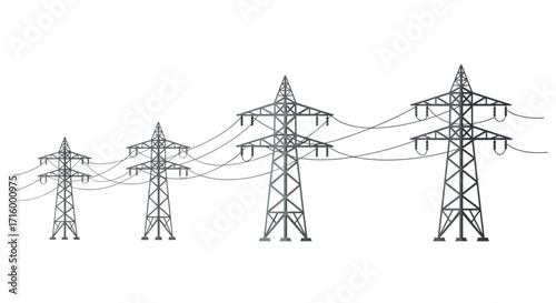 Transmission towers in linear style for power infrastructure design