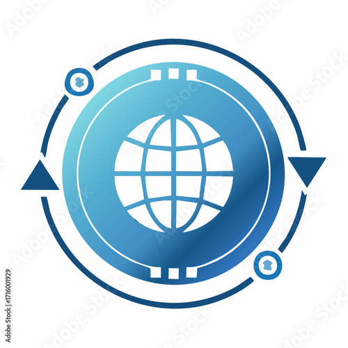 Digital World Icon A Clean, Modern Illustration of Global Connectivity and Network Exchange