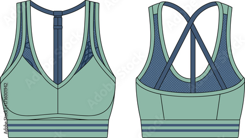 Stylish women's athletic sports bra with criss-cross back straps and a dotted pattern, perfect for fitness, yoga, and gym workouts.