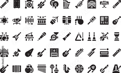 Musical instruments Icons Modern Illustration Symbol Design Template for Web and Mobile UI. Editable Stroke Pictogram for Business Projects and Apps.