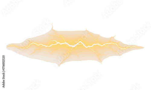 Golden Lightning Bolt Line on White Background Vector illustration, Yellow illuminated thunder strike against on transparent background, easily editable and scalable.