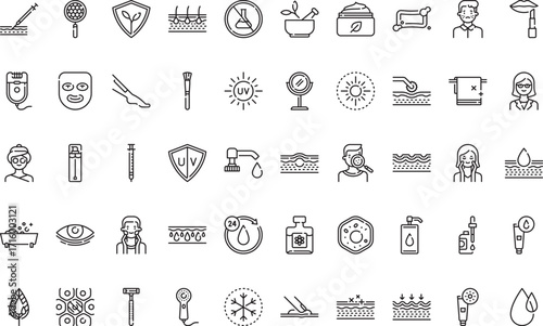 Personal grooming and beauty Icons Modern Illustration Symbol Design Template for Web and Mobile UI. Editable Stroke Pictogram for Business Projects and Apps.