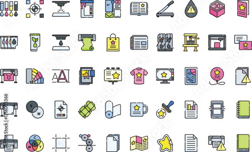 Printing and publishing Icons Modern Illustration Symbol Design Template for Web and Mobile UI. Editable Stroke Pictogram for Business Projects and Apps.