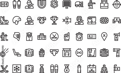 Sports equipment and hockey Icons Modern Illustration Symbol Design Template for Web and Mobile UI. Editable Stroke Pictogram for Business Projects and Apps.