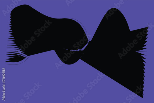 Abstract Black Wave Form Against Solid Purple Background shape