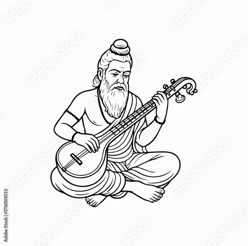 Valmiki with Veena Silhouette – Symbol of Art and Culture