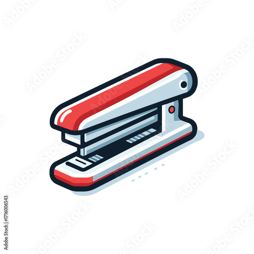 Colorful stapler on white background with shadows