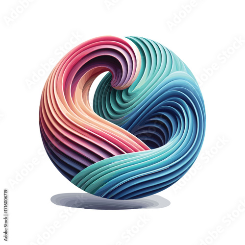 Colorful swirling abstract design in a spherical form