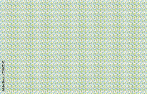 Seamless repeating pattern of small abstract swirls in yellow blue and green background