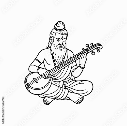 Valmiki with Veena Silhouette – Symbol of Art and Culture