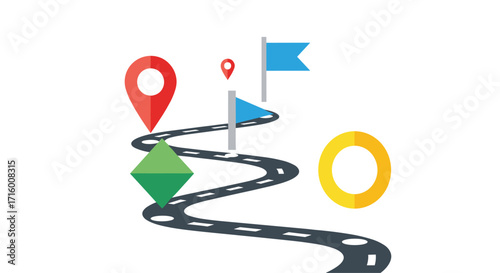 Visualize business success with roadmap design showing the path to your goals and destinations with clear milestones and strategic markers, Generative AI.