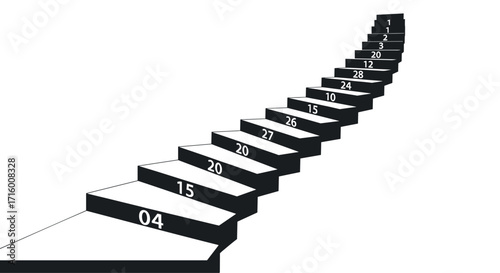 Climbing the ladder of success step by step towards your goals with this dynamic stairway illustration for business & personal growth concepts, Generative AI.